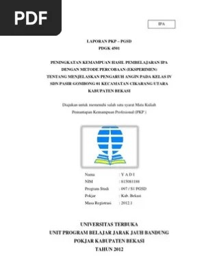 Program studi s1 pgsd universitas terbuka (ut) seluruhnya merupakan hasil karya sendiri. Contoh Laporan Pkp Ut 2012 Ipa Kelas Iv Pdf