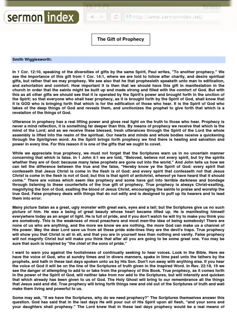 The Gift Of Prophecy | PDF | Prophecy | Prophet