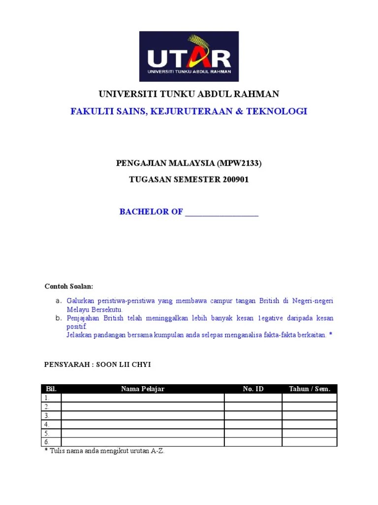 Contoh Muka Surat Depan Assignment : Muka Depan Tugasan Berkumpulan Pdf