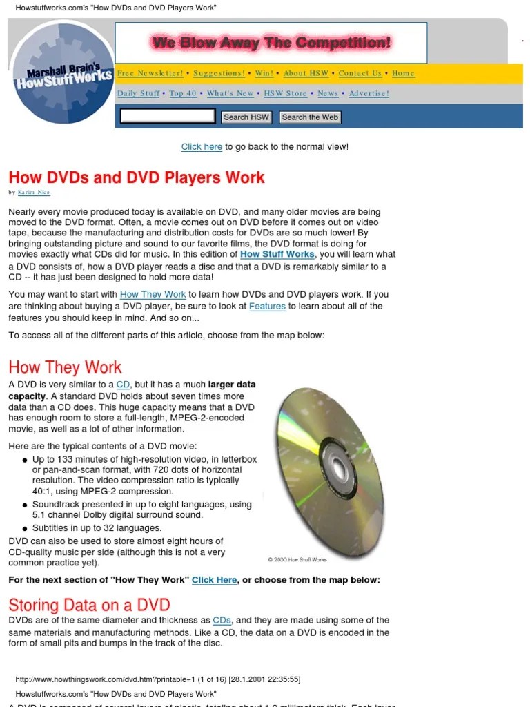 How DVDs And DVD Players Work | Dvd | Compact Disc