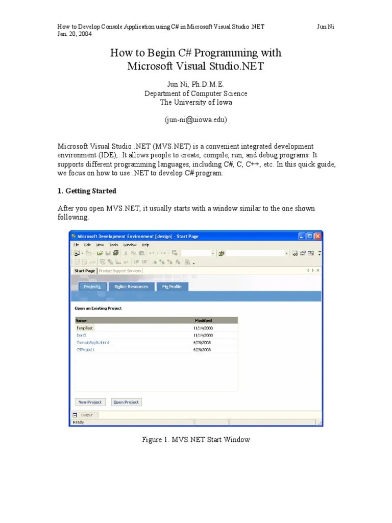 How To Begin C# Programming With: 1. Getting Started | PDF | C Sharp ...