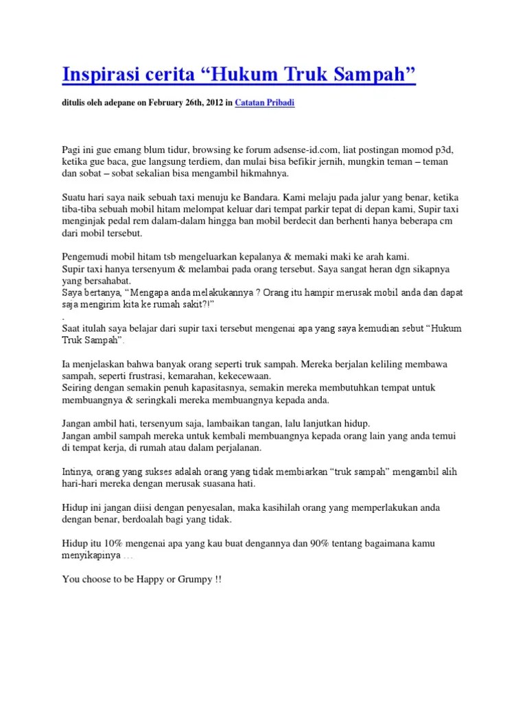 Inspirasi cerita Hukum Truk Sampah