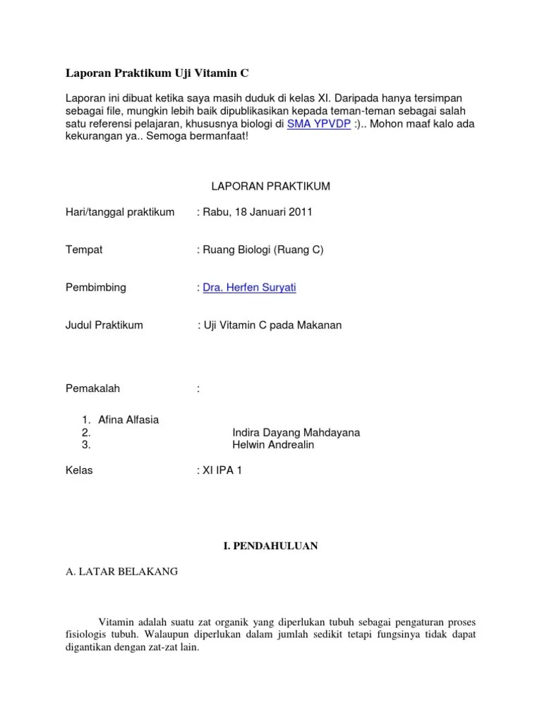 Laporan Praktikum Uji Vitamin C | PDF