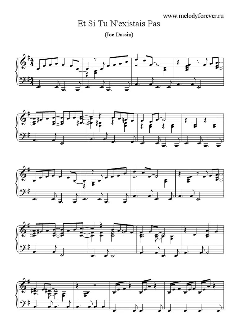Joe Dassin Et Si Tu Nexistais Pas | PDF