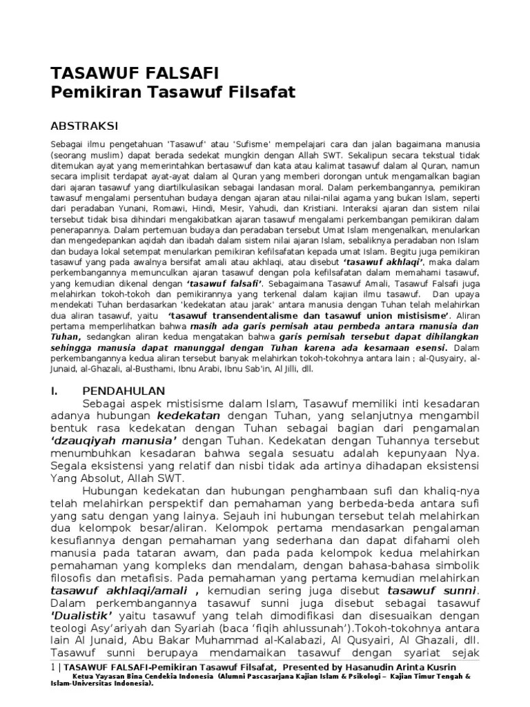TASAWUF FALSAFI Pemikiran Tasawuf Filsafat | PDF