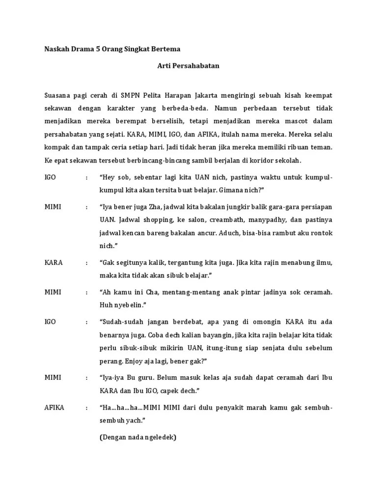 Naskah Drama Fabel Untuk 5 Orang – Rasanya