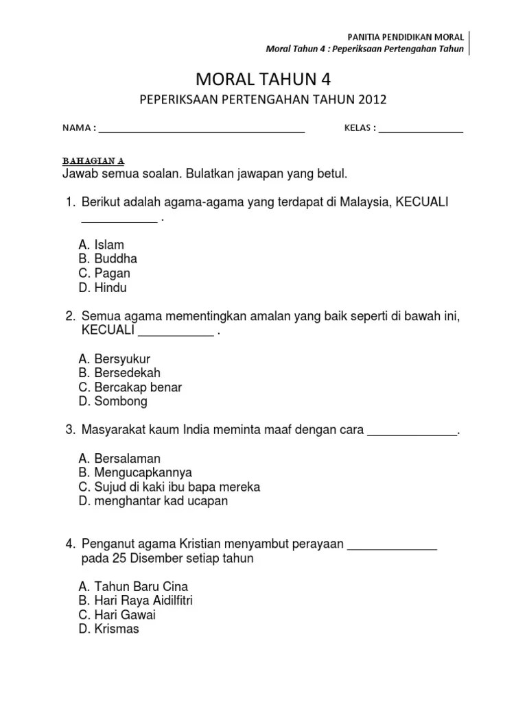 Goodreads helps you keep track of books you want to read. PEPERIKSAAN PERTENGAHAN TAHUN PENDIDIKAN MORAL TAHUN 4