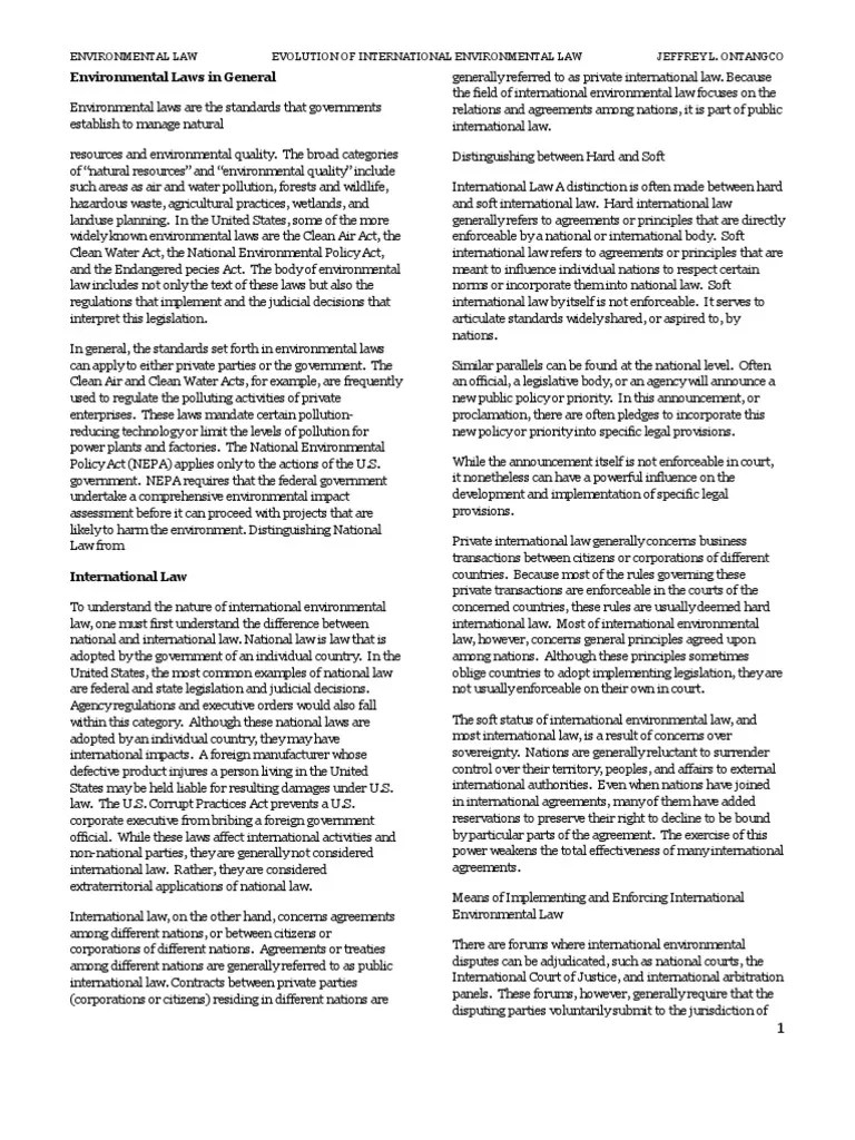 Evolution Of International Environmental Law | PDF | Environmental Law | International Law