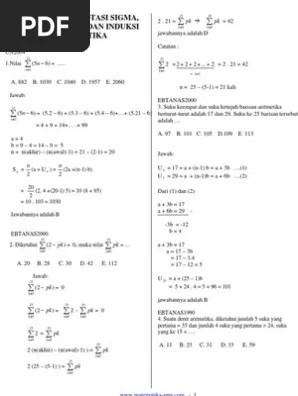 Kemampuan yang diuji indikator soal soal. Soal Soal Notasi Sigma Barisan Deret Dan Induksi Matematika Pembahasan Pdf