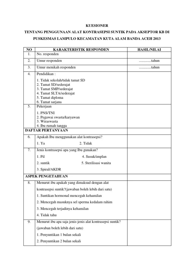 Kuesioner | PDF