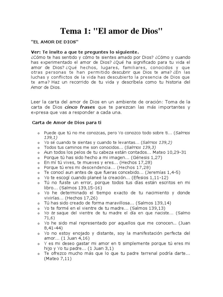 Tema 1 El Amor De Dios | PDF | Contenido Bíblico | Amor
