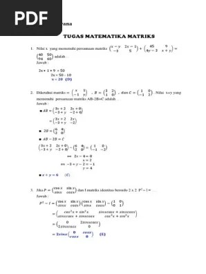 Dibawah ini dibahas contoh soal matriks invers matriks perkalian dan matriks transpose penjumlahan dan guru sd smp sma contoh soal matriks dan jawabannya kelas 12 smk. 20 Soal Dan Jawaban Untuk Matriks Pdf