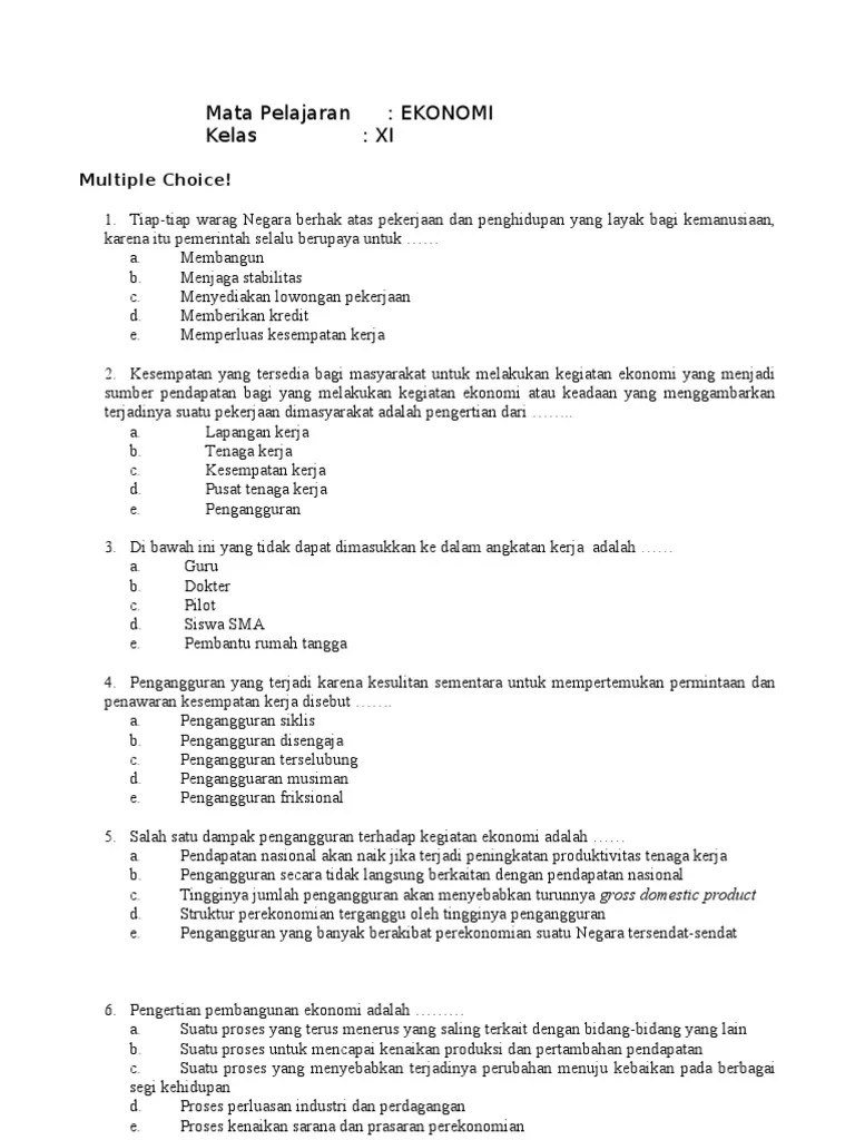 Soal Ekonomi XI | PDF