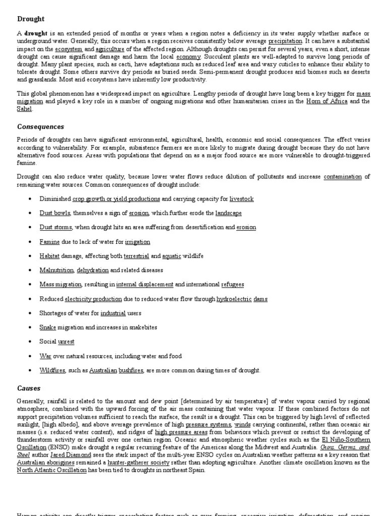 Drought, Causes And Consequences | PDF | Drought | Flood Control
