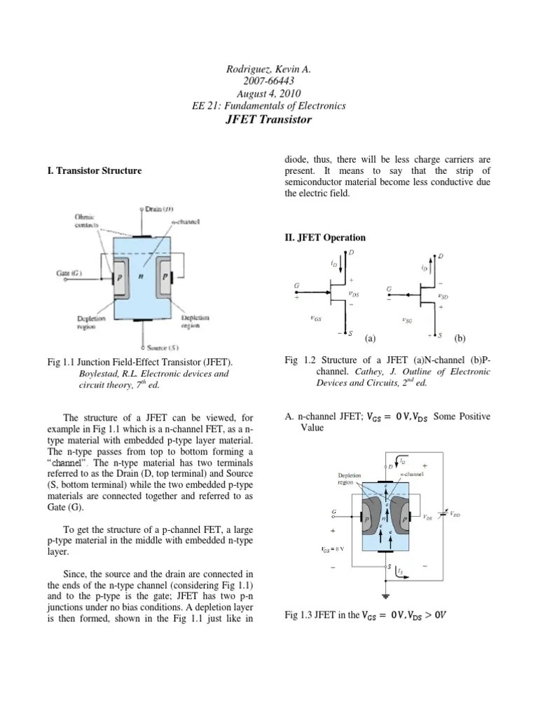 JFET Transistor | PDF | Field Effect Transistor | Transistor
