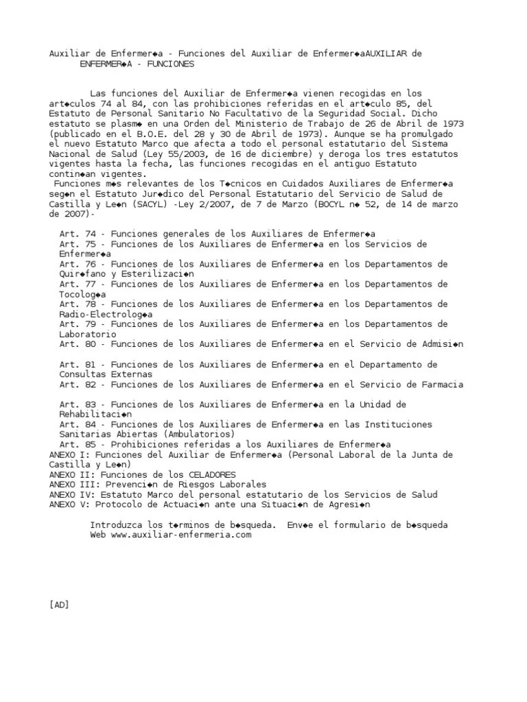 Auxiliar De Enfermería - Funciones Del Auxiliar De Enfermería | PDF | Enfermería | Farmacia