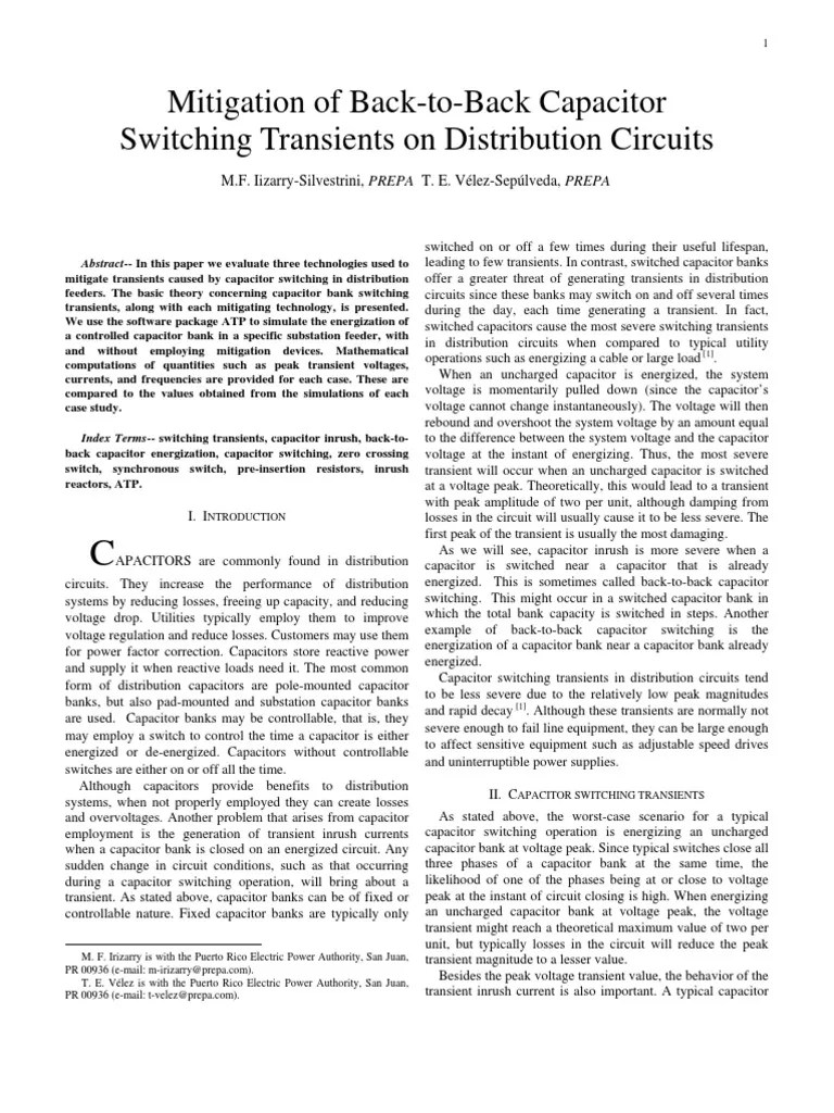 Utility Power Factor Capacitor Bank Switch Problem