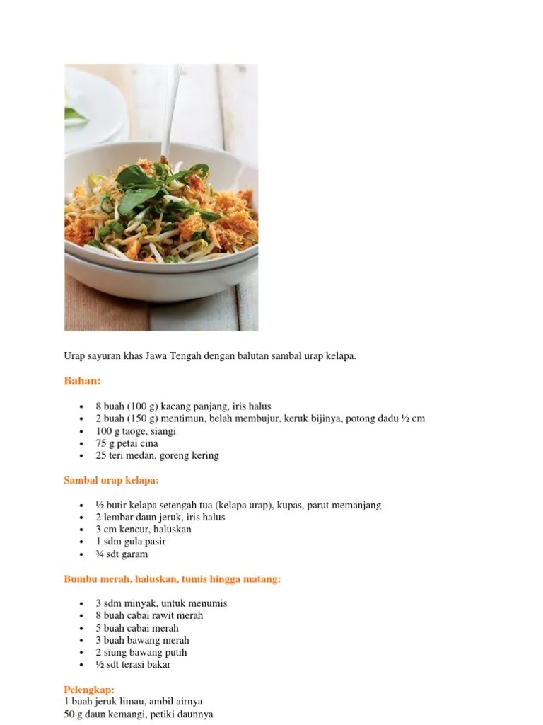 Assorted ikan masin, pickles, serunding. Resep Urap Sayur Pdf