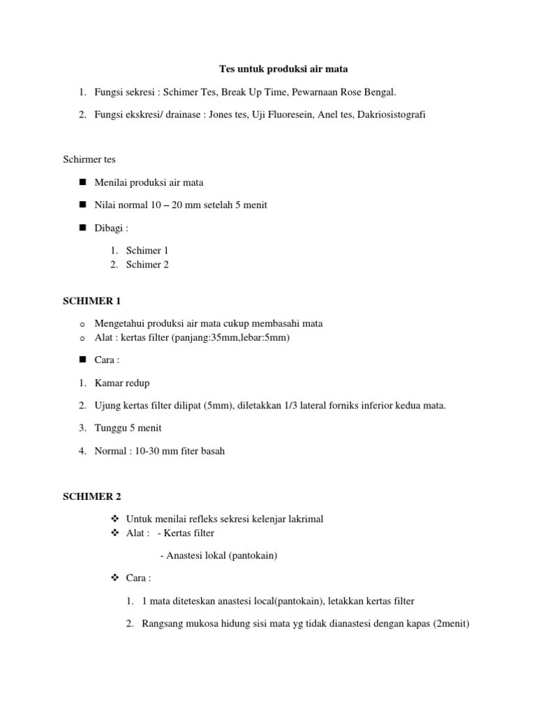 Tes Produksi Air Mata | PDF