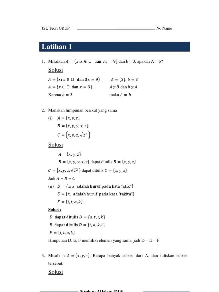 Contoh Soal Grup Permutasi Struktur Aljabar - Berbagai Struktur