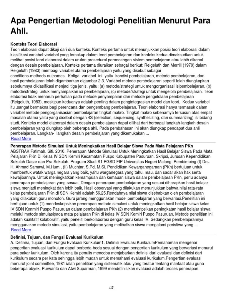 Apa Pengertian Metodologi Penelitian Menurut para Ahli. | PDF