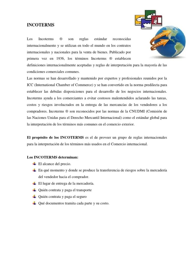 Incoterms | PDF | El Comercio Internacional | Servicios (economía)