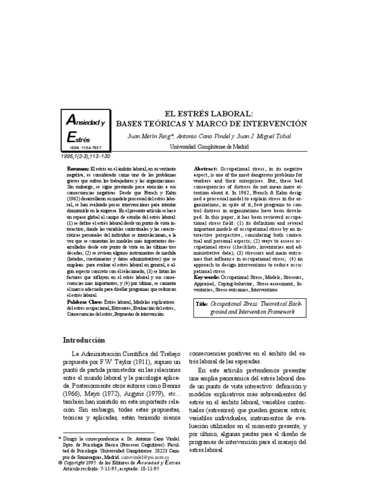 El Estres Laboral | PDF | Burnout Ocupacional | Estrés (biología)