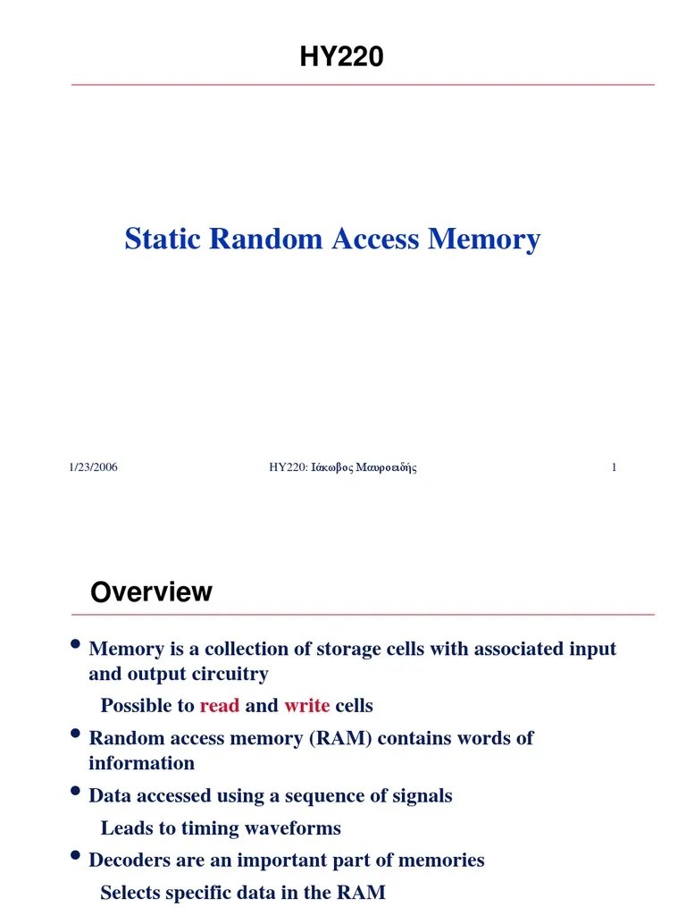 Static Random Access Memory | PDF | Random Access Memory | Dynamic ...