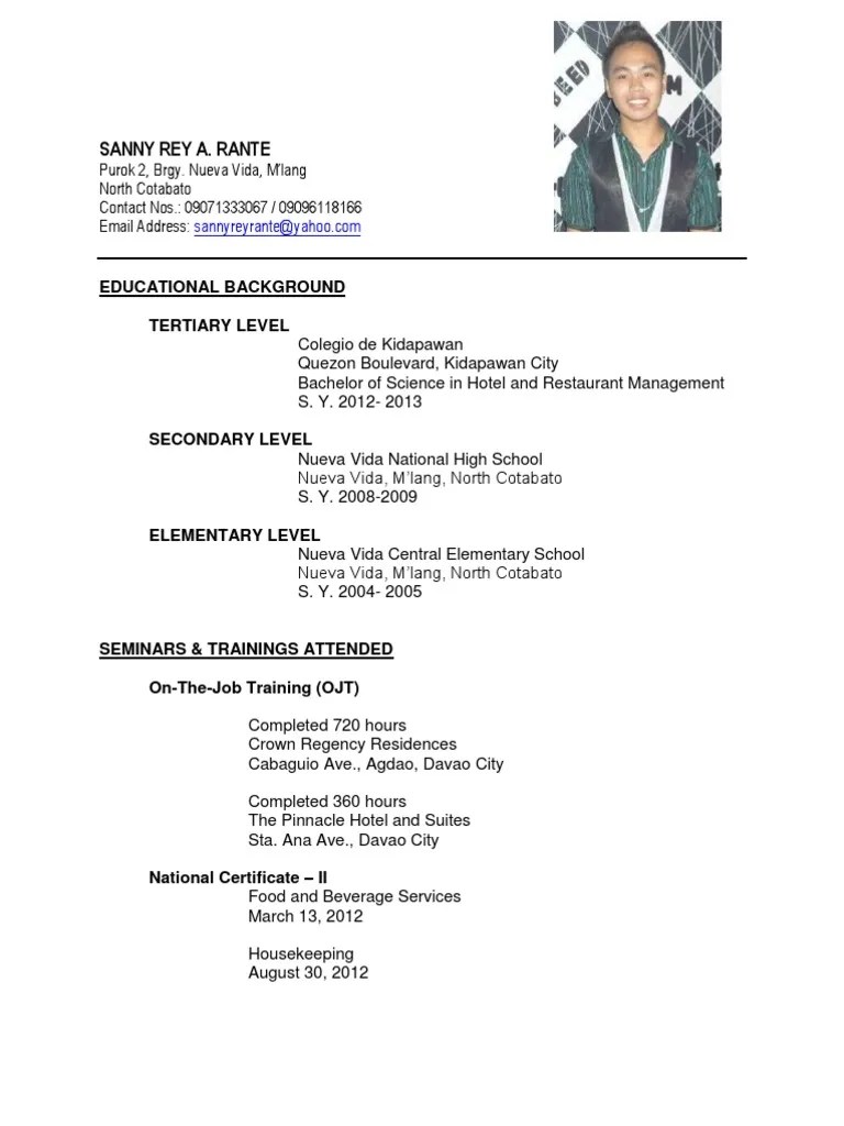 Online resume builder makes it fast & easy to create a resume that will get you hired. BSHRM Graduate - Resume