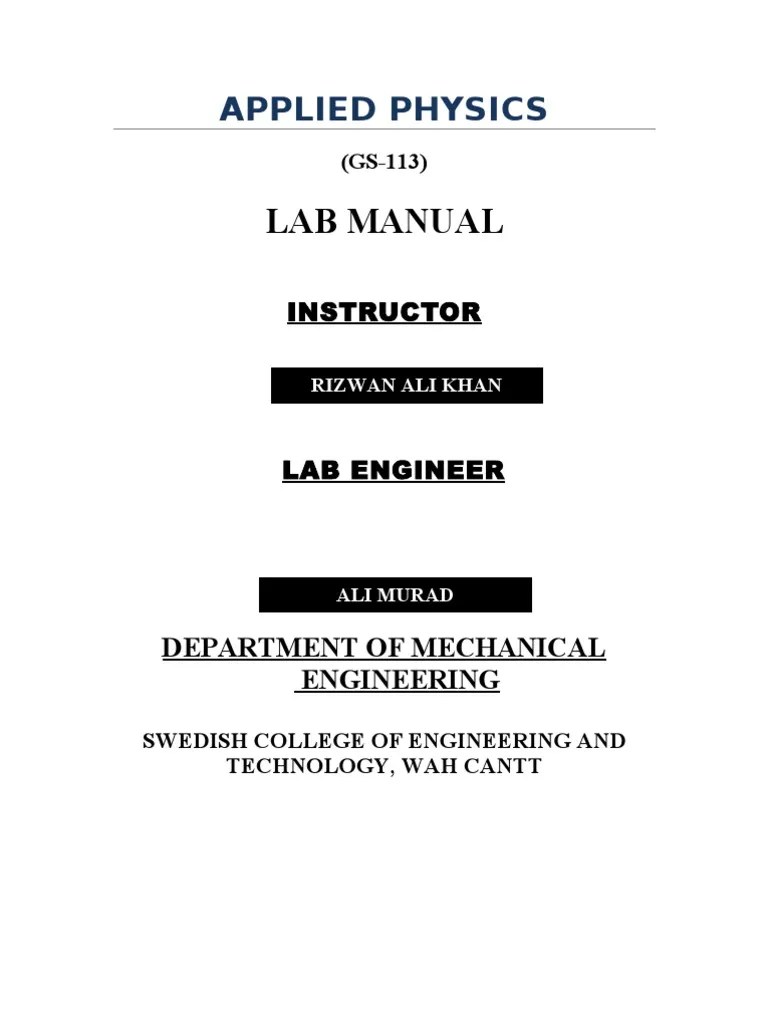 Applied Physics Lab | PDF | P–N Junction | Electromagnetic Induction