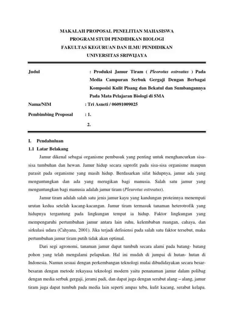 Makalah Proposal Penelitian Jamur | PDF