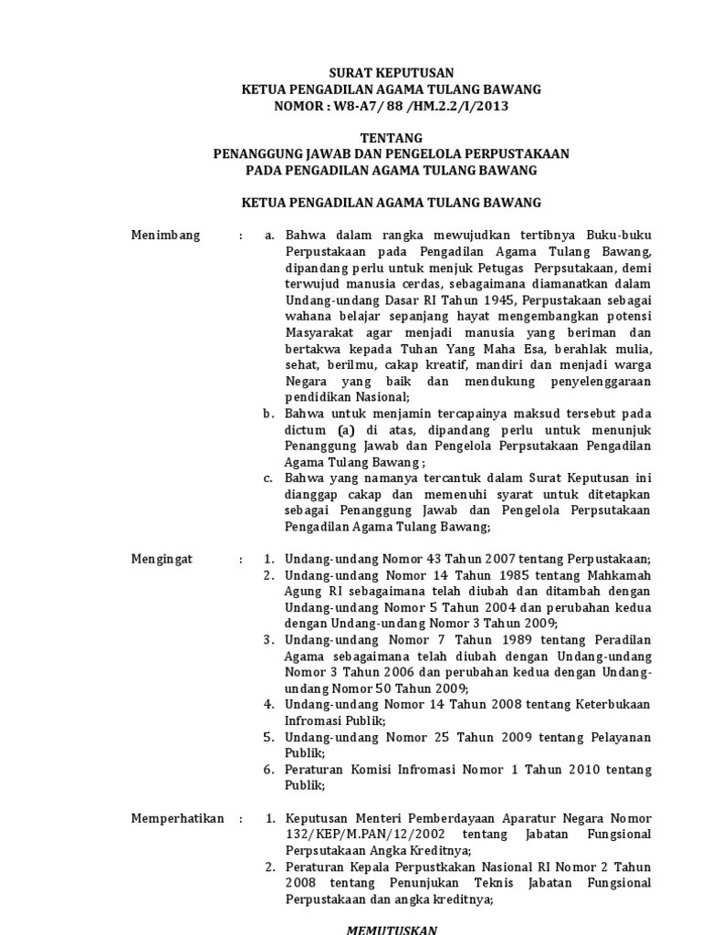 Daftar tenaga perpustakaan dan rinciannya, daftar tenaga perpustakaan. Sk Perpustakaan Pdf