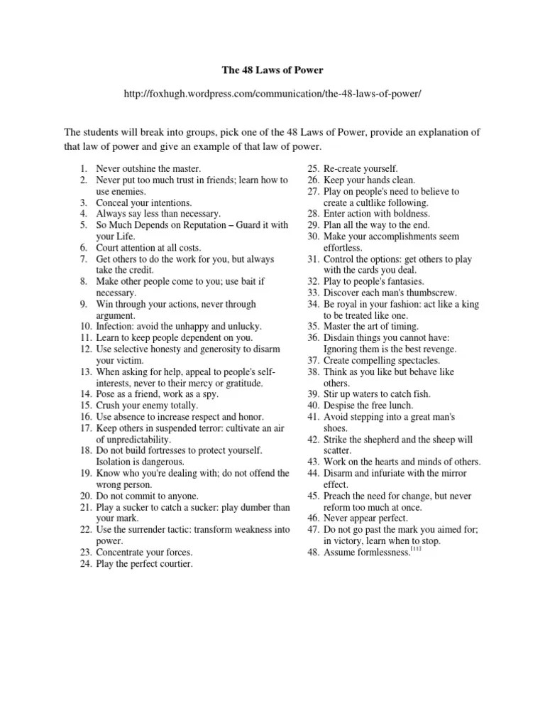 The 48 Laws Of Power Wikipedia The Free Encyclopedia 16 31 Des 2016.