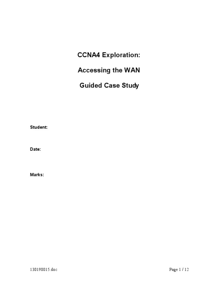 CCNA4e Case Study | PDF | Computer Network | Router (Computing)