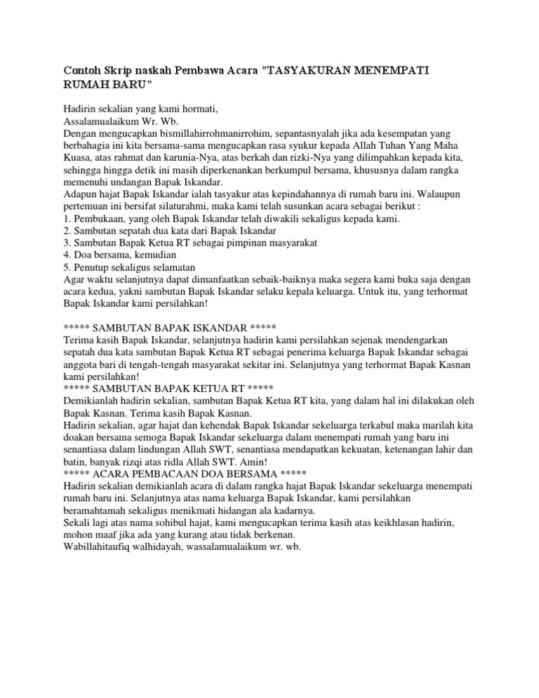 Contoh Skrip Naskah Pembawa Acara | PDF