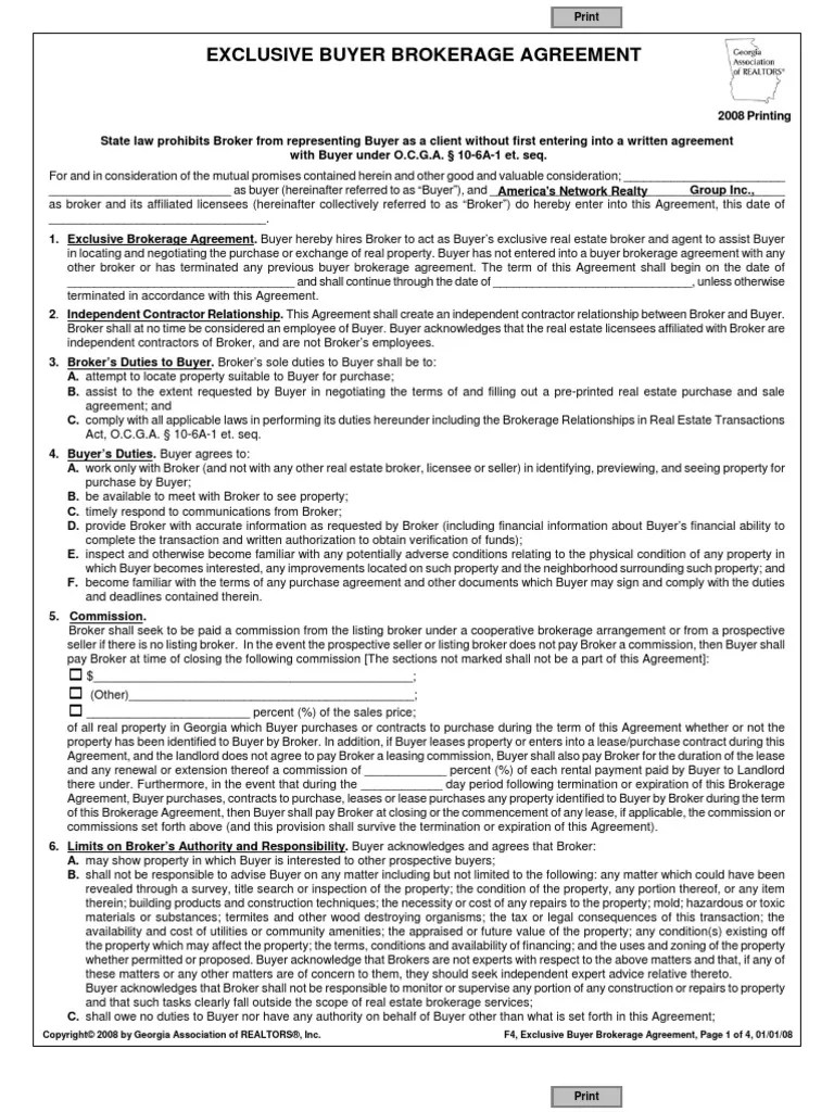 Exclusive Buyer Brokerage Agreement | PDF | Real Estate Broker | Law And Economics