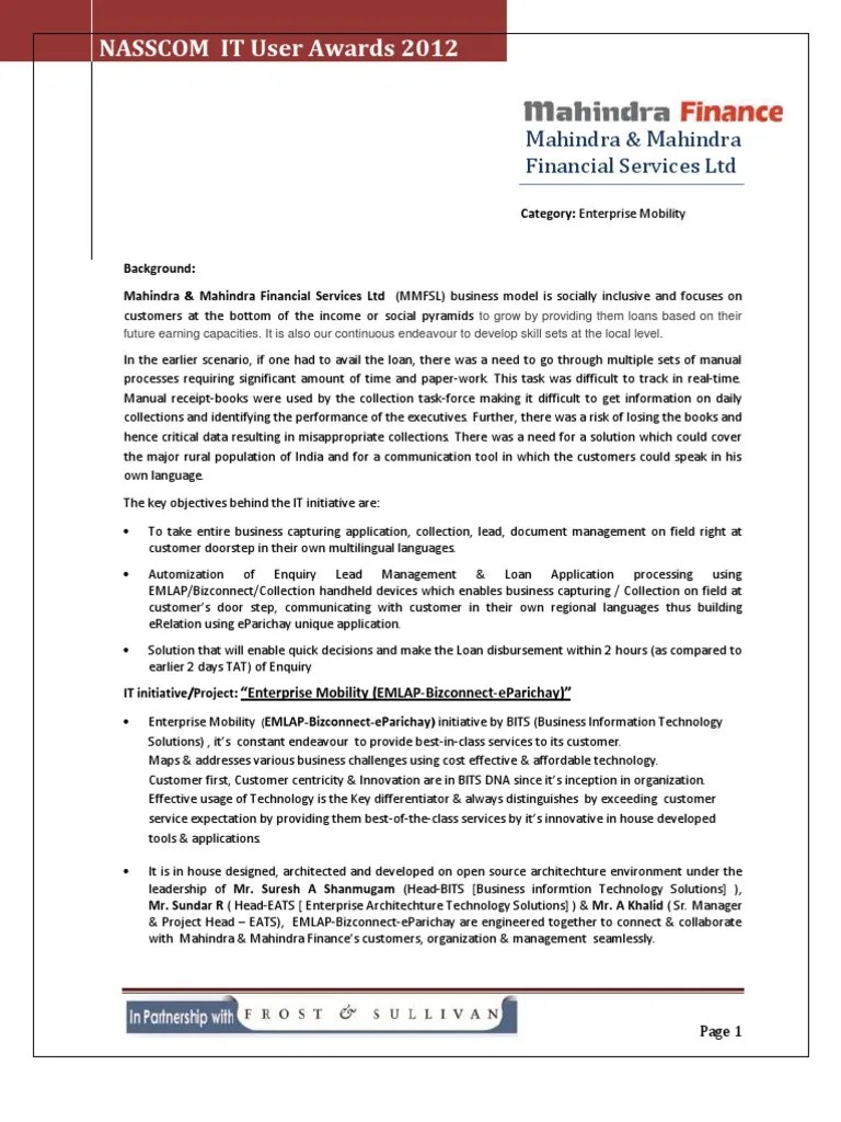 Mahindra & Mahindra Financial Services | PDF | Business Process ...