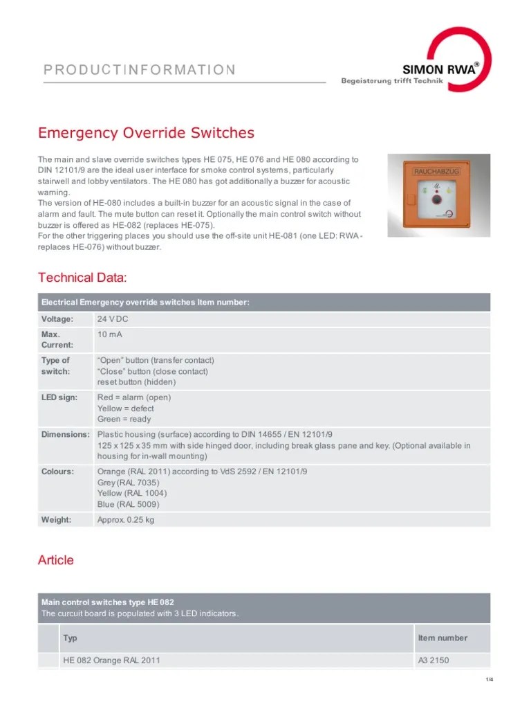 Emergency Override Switches | PDF | Switch | Electromagnetism