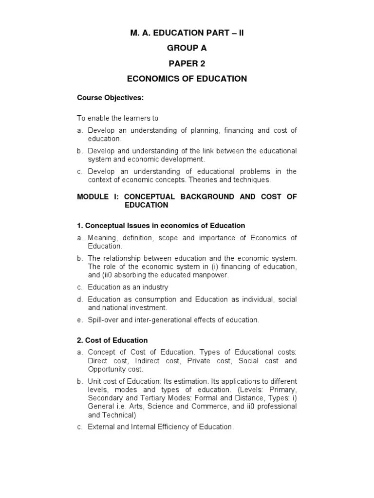 M (1) .A. Edu Economics Of Edu.-Final 1 2011-12 | PDF | Economic System | Capitalism