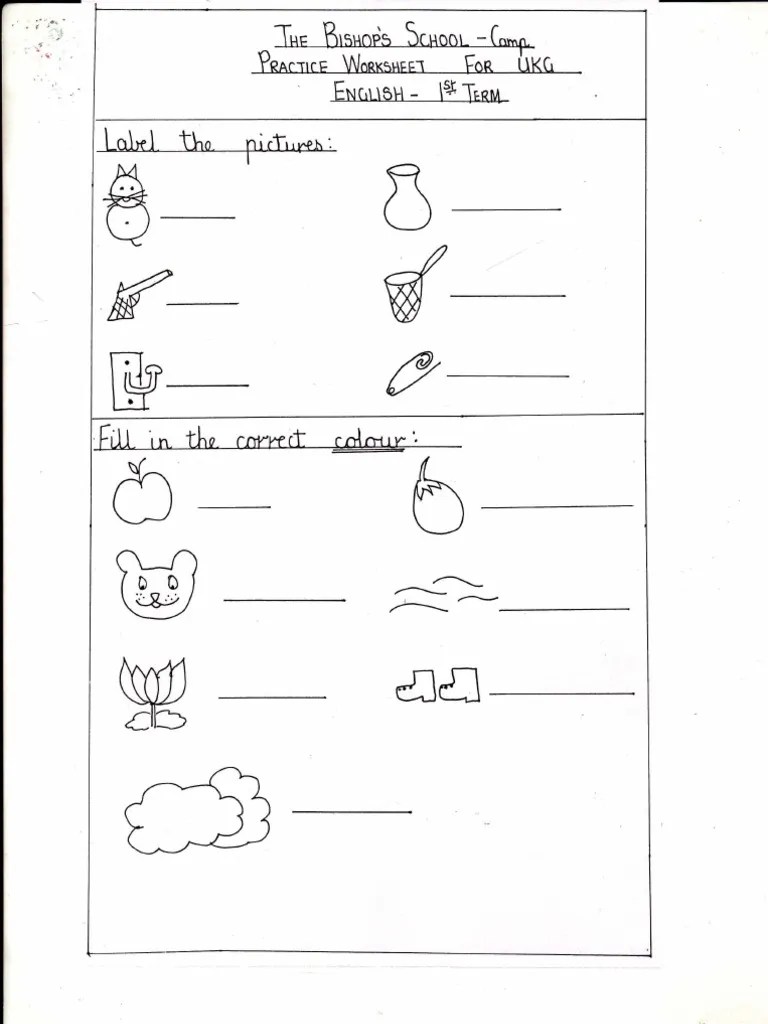 ukg english worksheet pdf