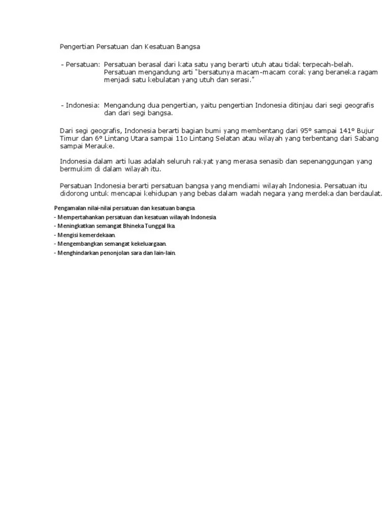 Pengertian Persatuan Dan Kesatuan Bangsa | PDF