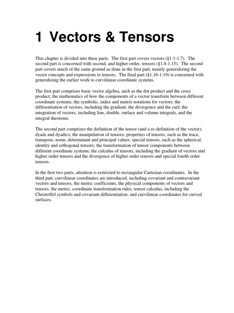 Vectors Tensors Complete PDF | PDF | Tensor | Euclidean Vector