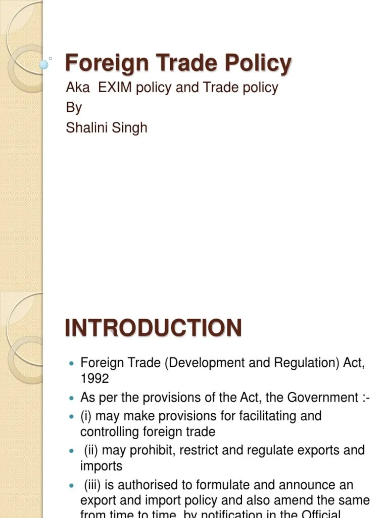 Trade Policy Ppt. | Exports | Trade