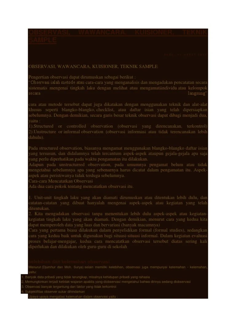 Garis besar dan inti dari hasil laporan hasil observasi. Observasi Pdf