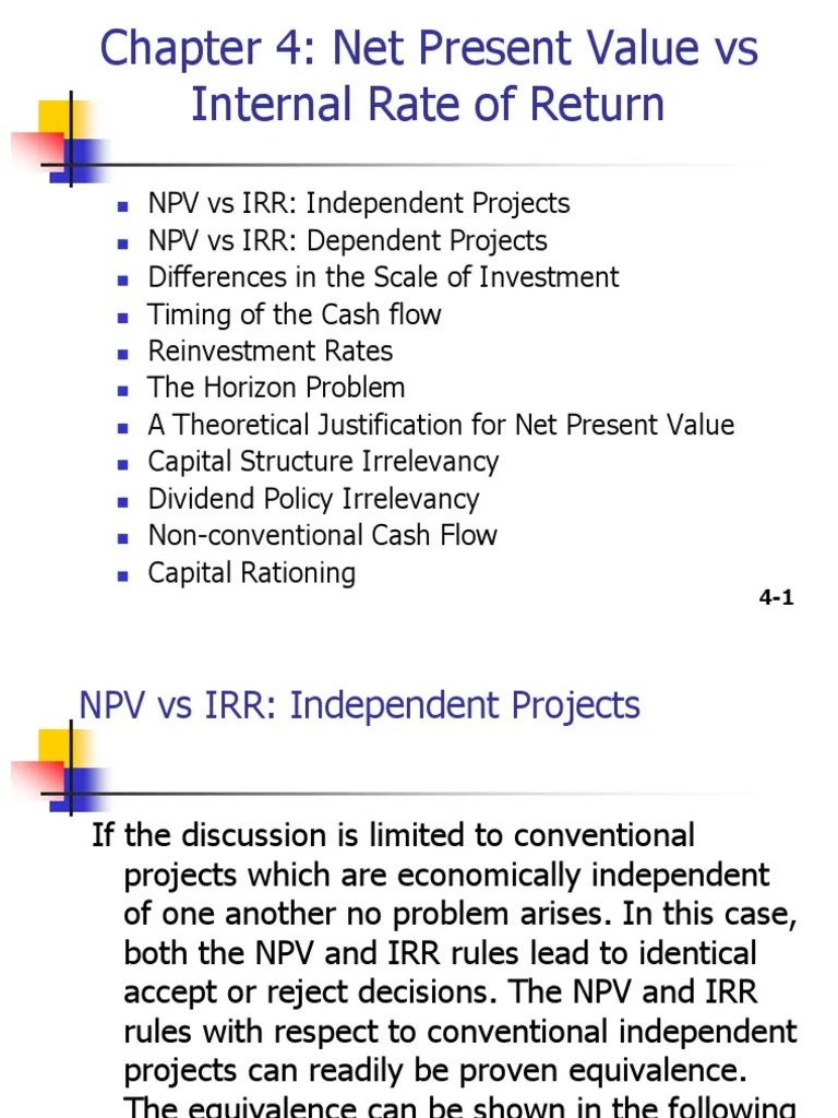 NPV Vs IRR | PDF | Internal Rate Of Return | Net Present Value