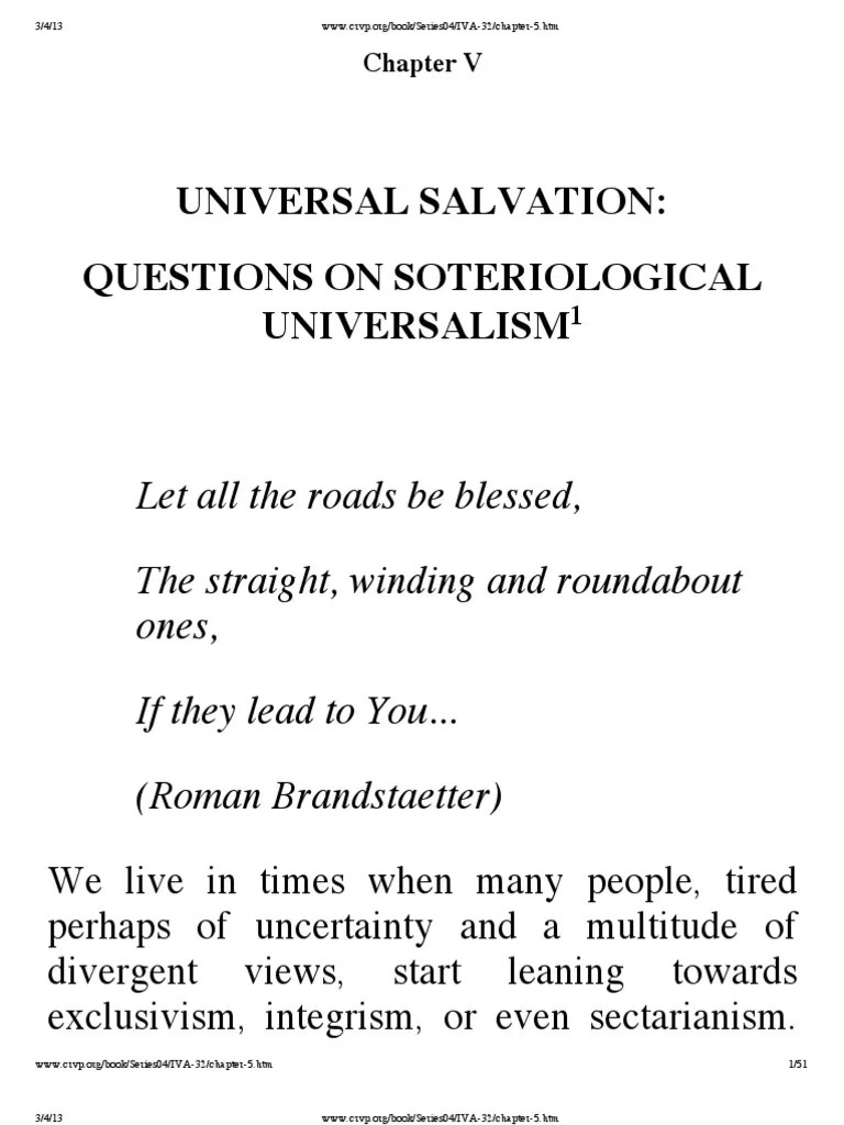 Universal Salvation: Questions On Soteriological Universalism | PDF | Hell | Salvation