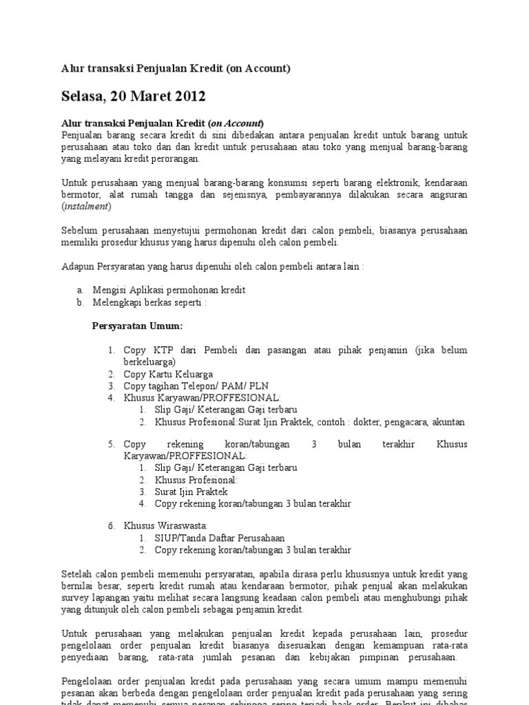 Alur Transaksi Penjualan Kredit | PDF