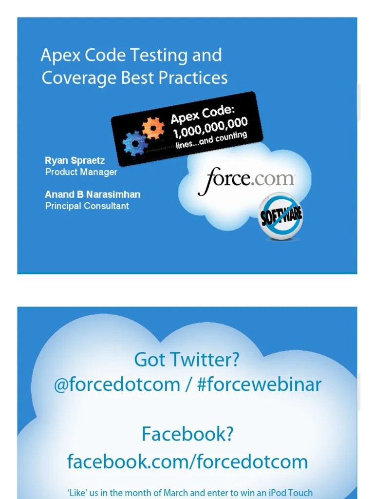 Apex Code Testing Webinar | PDF | Twitter | Application Programming Interface