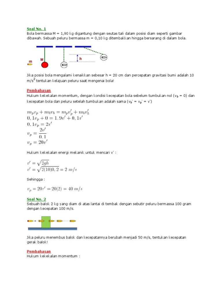 Soal Pilihan Ganda Fisika Impuls Dan Momentum Jawabanku Id