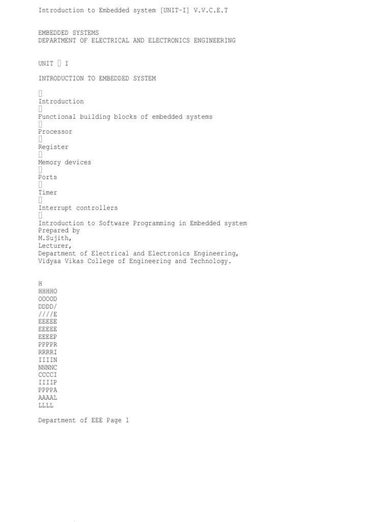 Unit 1 Embedded System | PDF | Embedded System | Dynamic Random Access ...